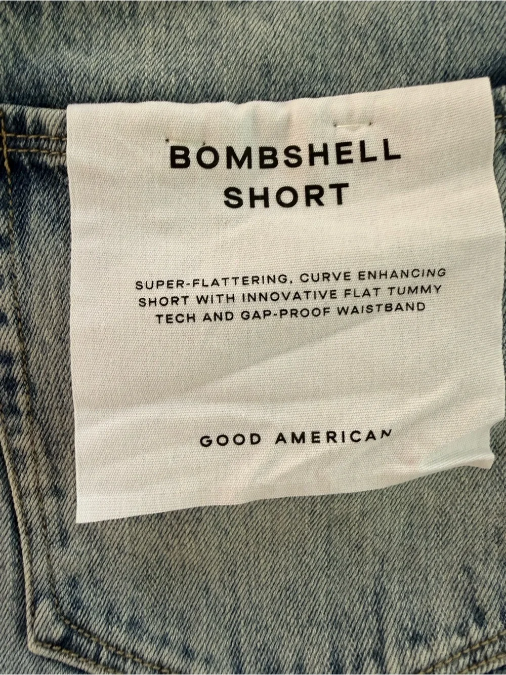 Good American Bombshell Denim Shorts Sz 6 / 28 - Distressed Bleach High Rise NEW